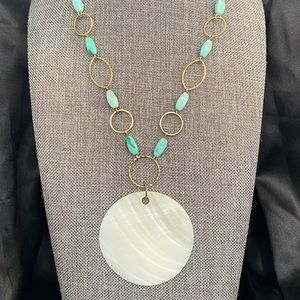 Re-listed!! Beachy Teal and Gold Shell Necklace